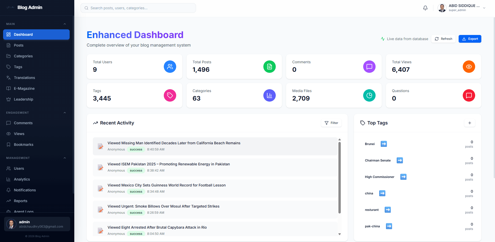 The World Ambassador — Automated Blog & News Platform